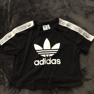 Adidas Cropped Black Logo Tee